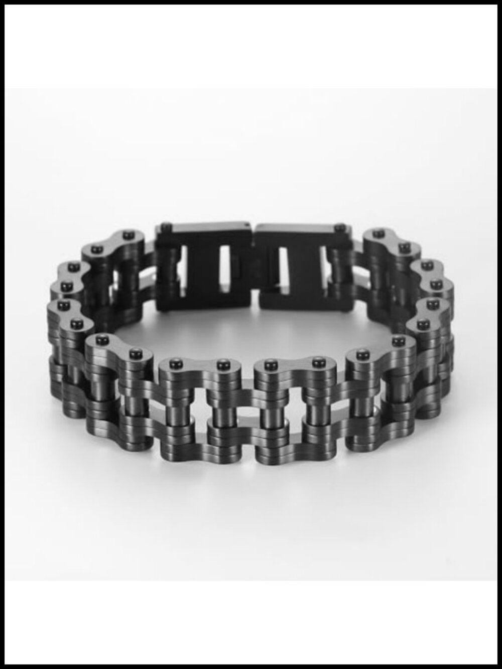 Stainless Steel Men's Bracelet 14K Gold Plated Motorcycle Chain Design - Picture 2 of 6